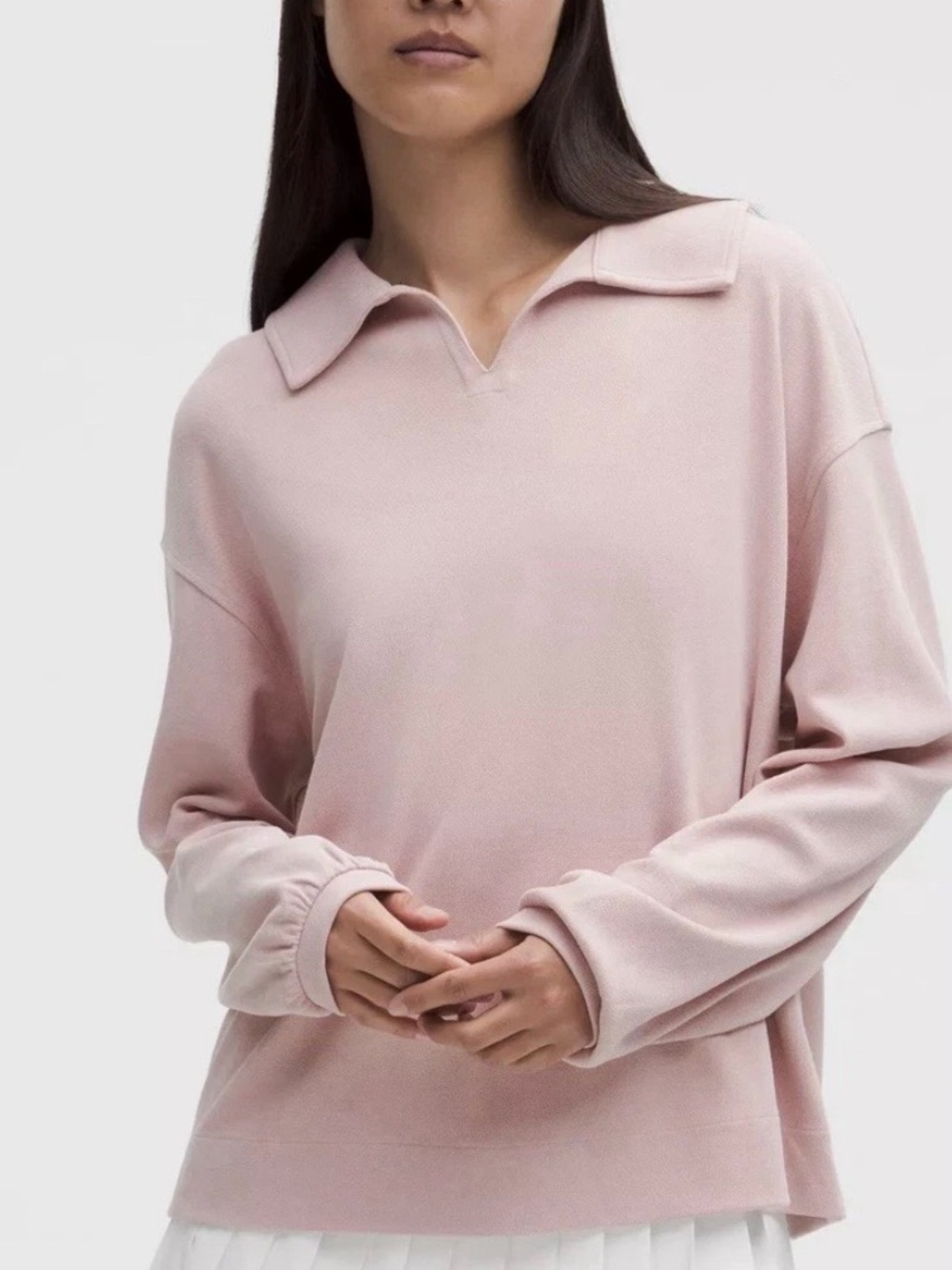 Lululemon NWT Softstream Pique Oversized Long-Sleeve Polo Shirt Mink Pink S